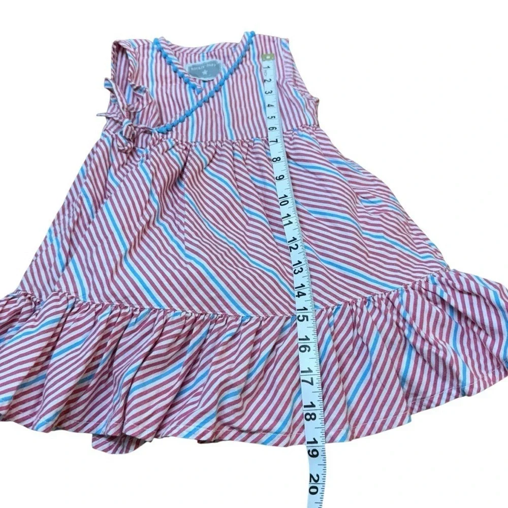 Rockin Baby Pink Blue Stripe Wrap‎ Dress Ruffle Hem Kids Size 2T